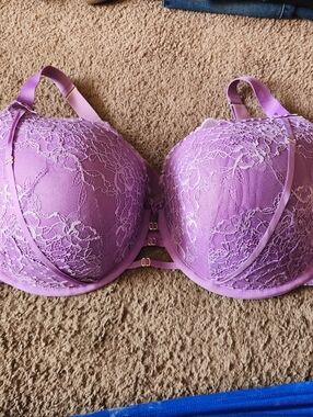 Cacique Lavender Lace Strap Detail Push-Up Bra